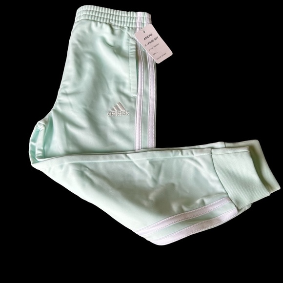 Adidas Girls 2 Piece Track Suit Mint Green Size 4 NWT - Picture 4 of 13